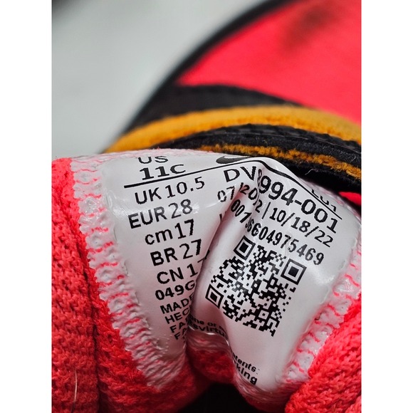 Nike Kids Shoes Toddler 11C Pink Black Orange Hook Loop Athletic Sneakers - Picture 6 of 8